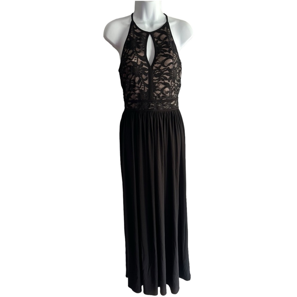Black evening gown with dainty sparkle lace detailing women’s size 8